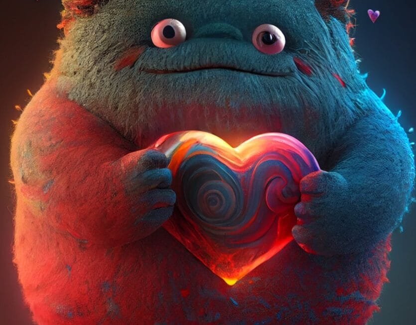 cute-monster-holding-red-heart-abstract-love-valentine-concept 2-min